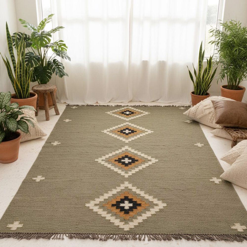 Multicolor Jute Vintage Handcrafted Dhurrie For Home